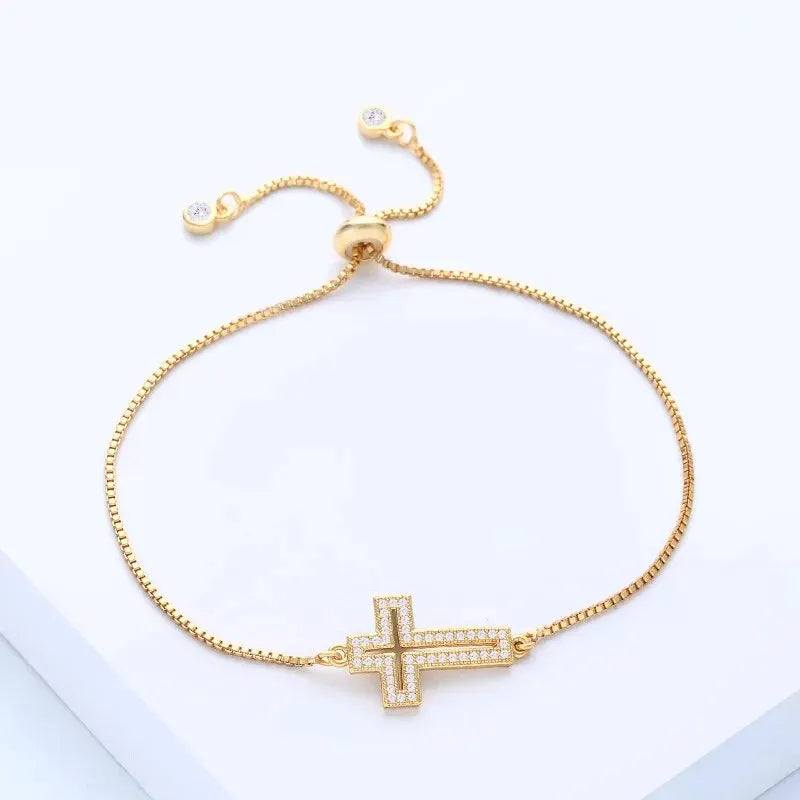 Gold Cross Chain Bracelet
