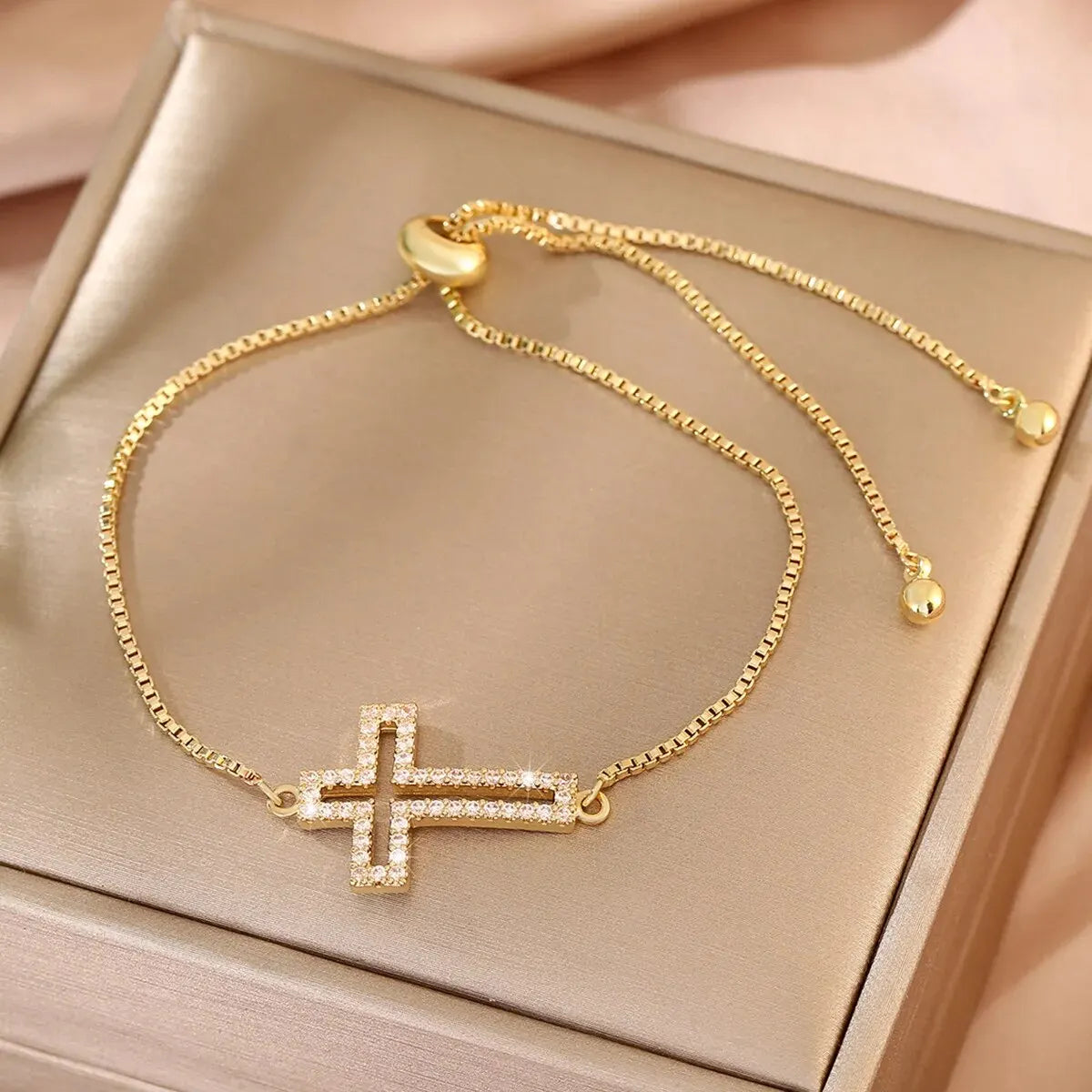 Gold Cross Chain Bracelet