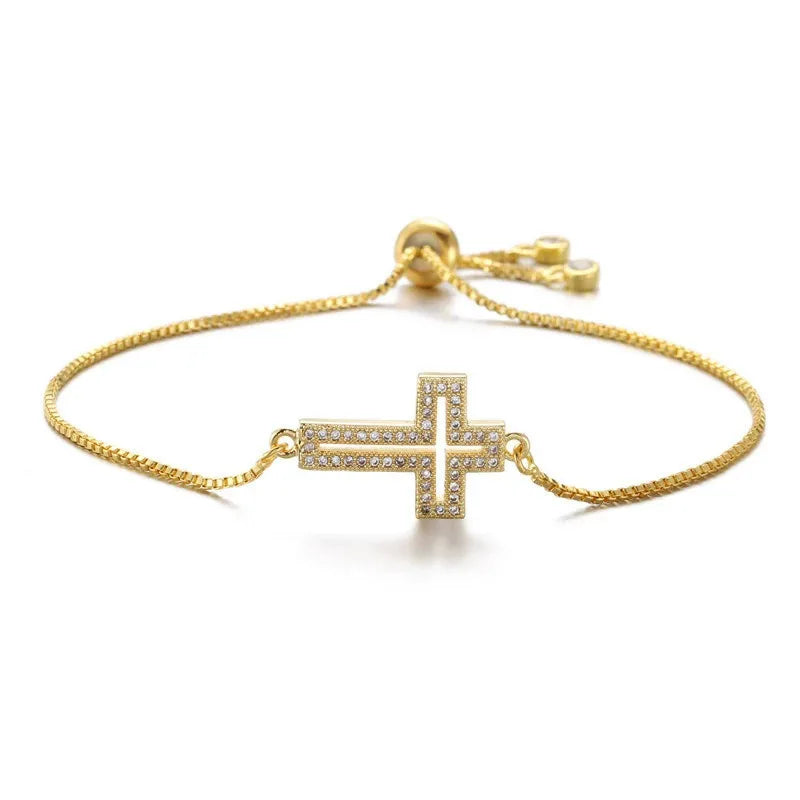 Gold Cross Chain Bracelet