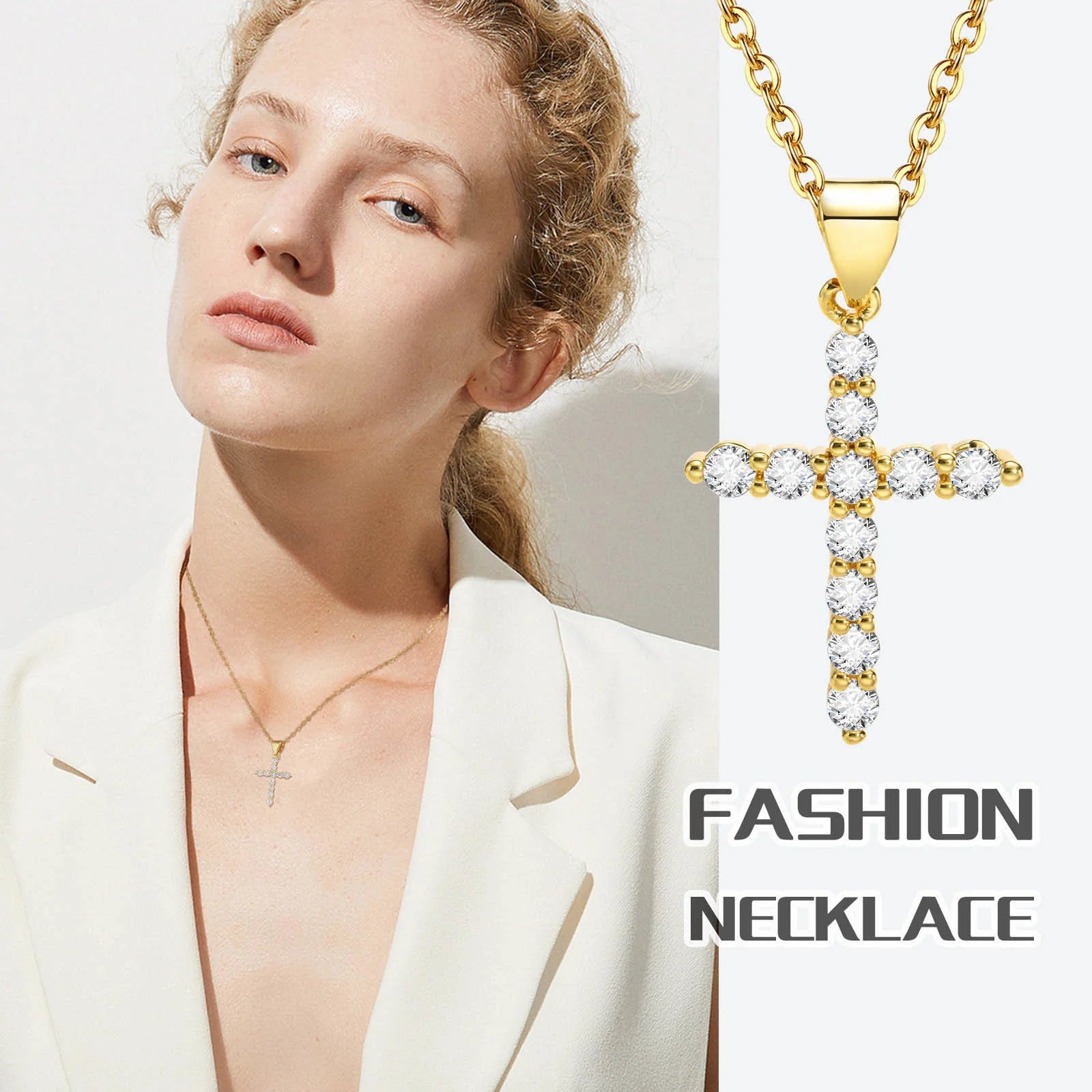 CZ Cross Pendant Necklace