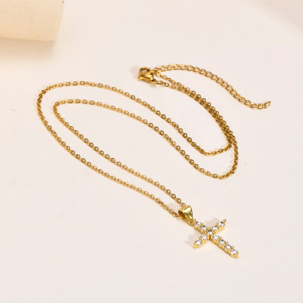 CZ Cross Pendant Necklace