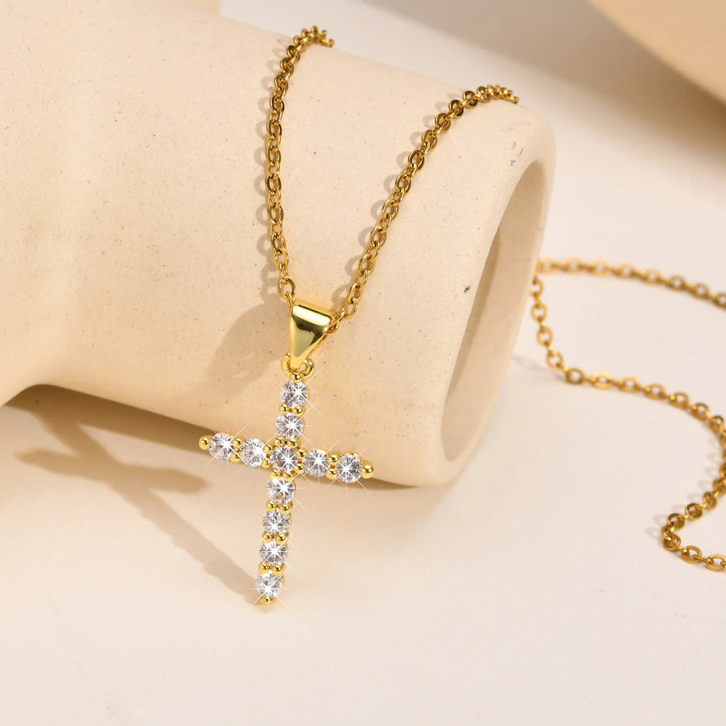 CZ Cross Pendant Necklace