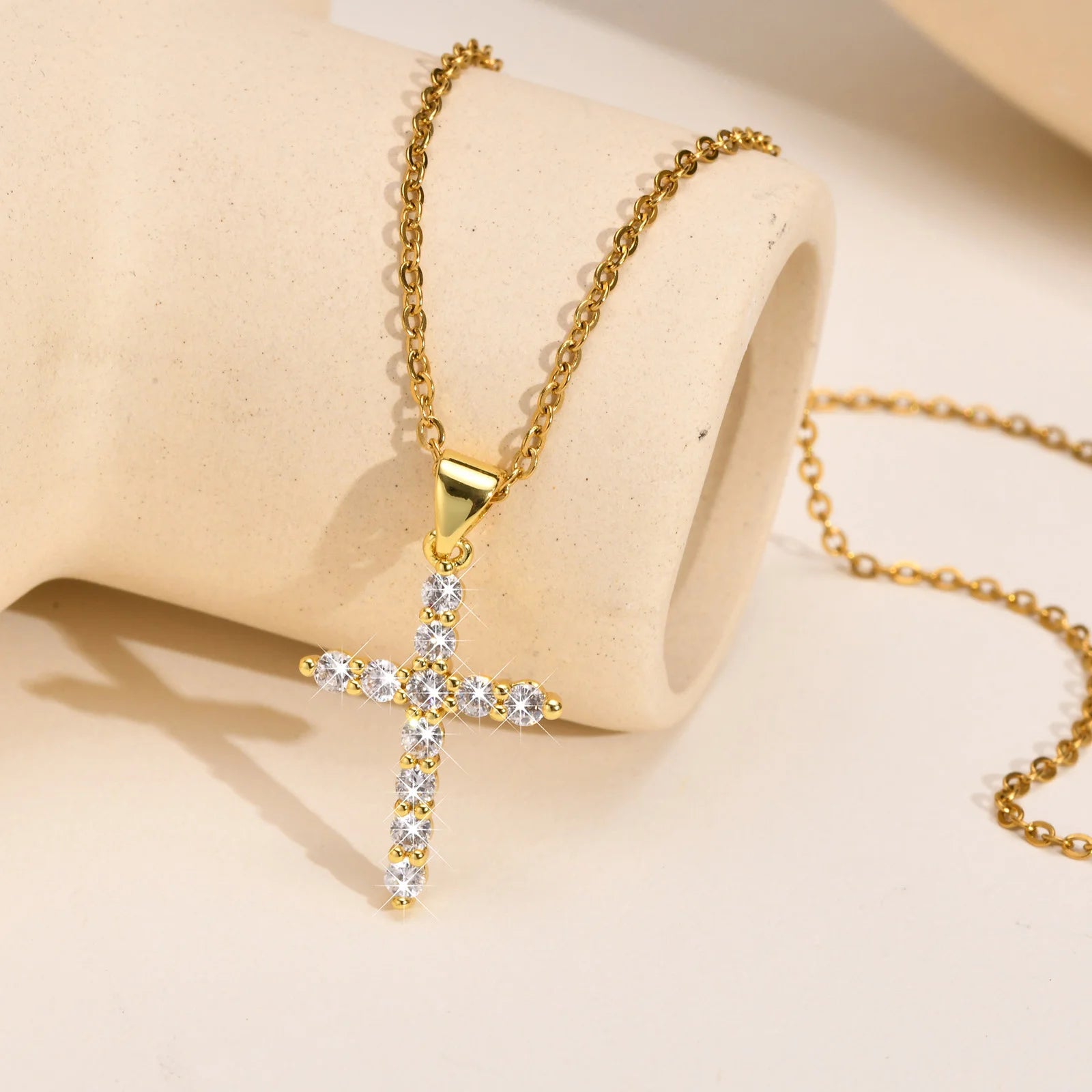 CZ Cross Pendant Necklace