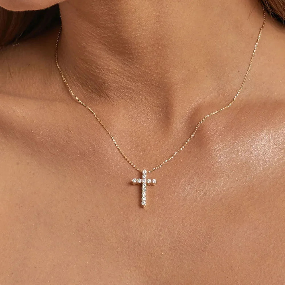 CZ Cross Pendant Necklace