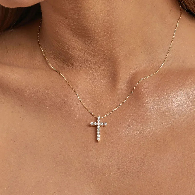 CZ Cross Pendant Necklace