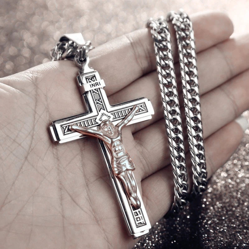 Vintage Jesus Cross Necklace