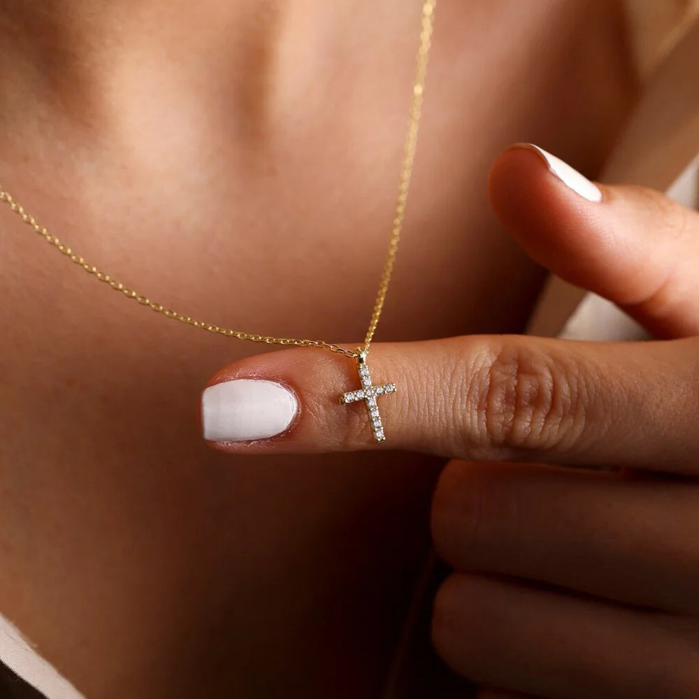 CZ Cross Pendant Necklace