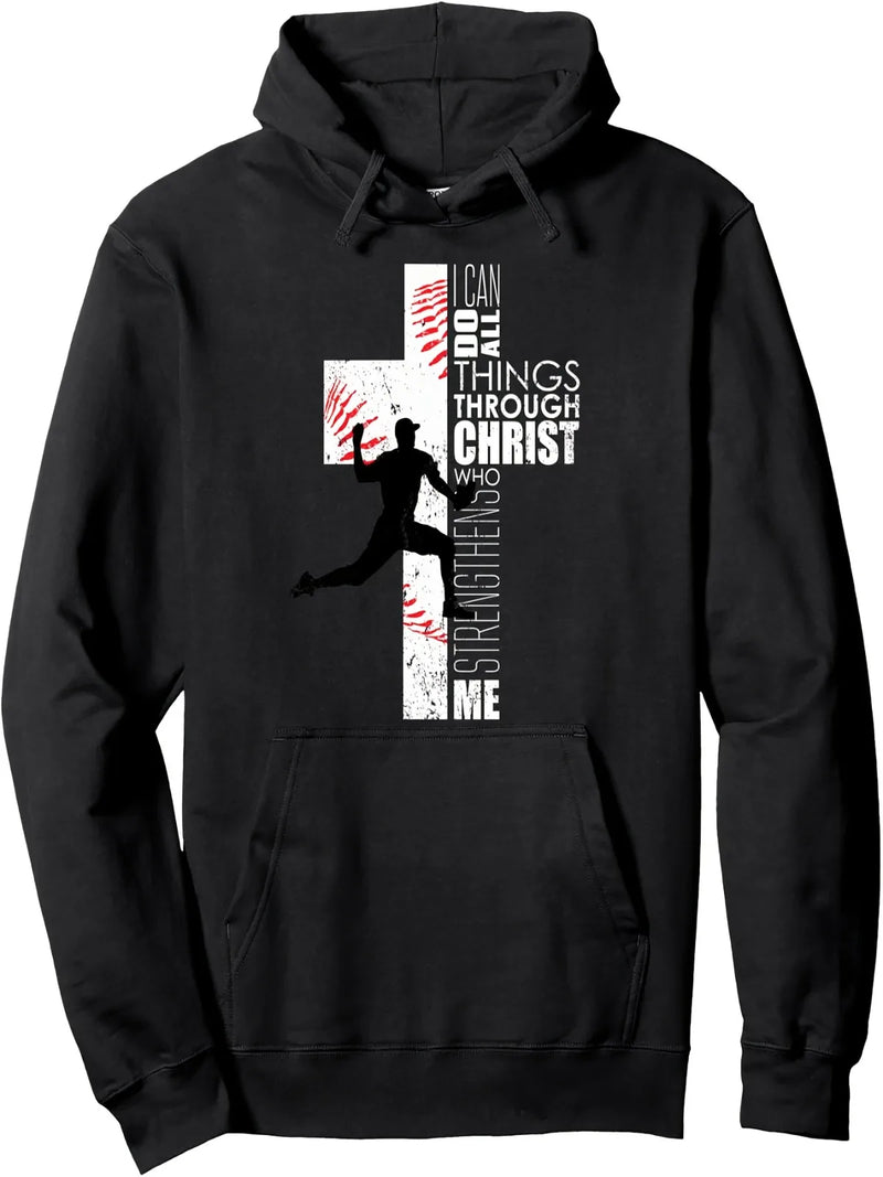 Cross Print Pullover Hoodie